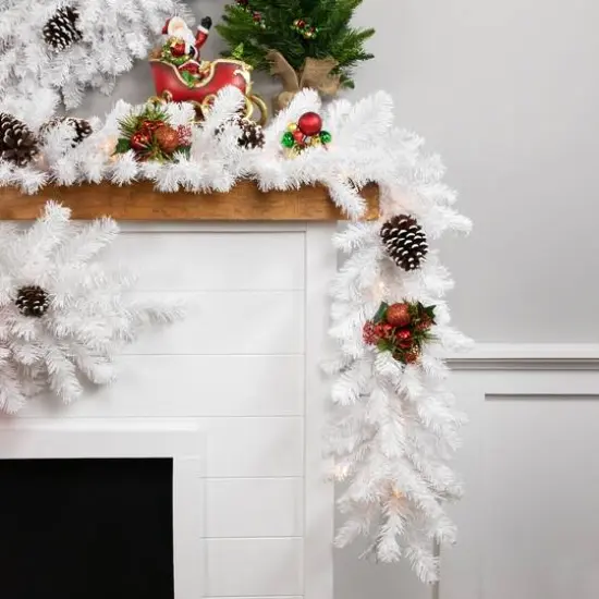 9ft. Clear Lighted Snow White Garland {6}