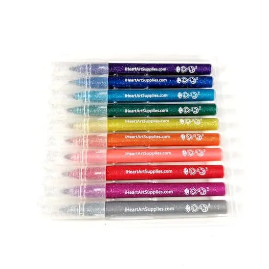 Bright Stripes iHeartArt 10 Color Glittery Marker Set {3}