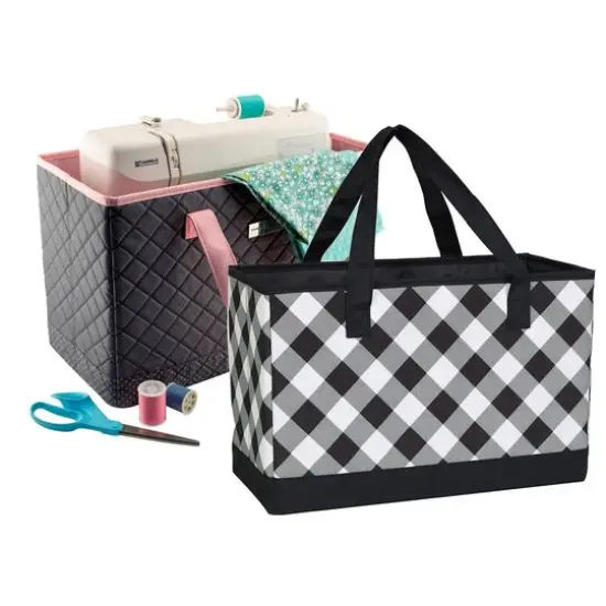 Everything Mary Black & White Check Collapsible Tote {3}