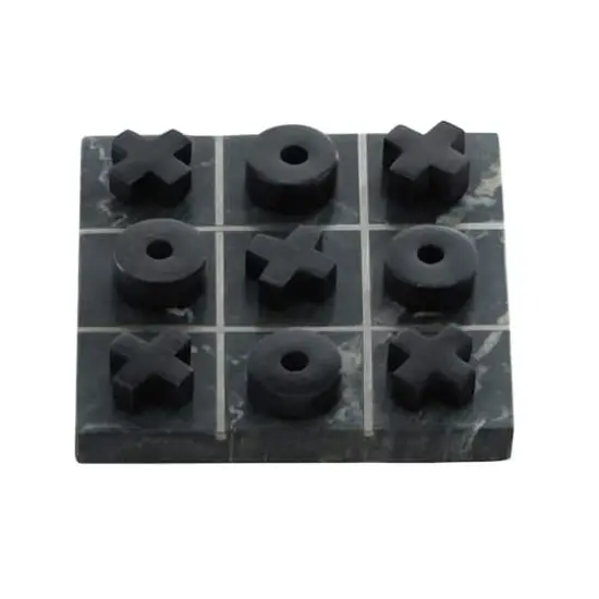 Black Marble Contemporary Tic-Tac-Toe Game Set {3}