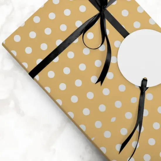 JAM Paper Polka Dot Gift Wrap Gold and White {7}