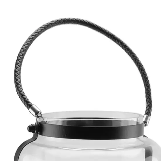 18" Jet Black Framed Glass Pillar Candle Holder Lantern {3}