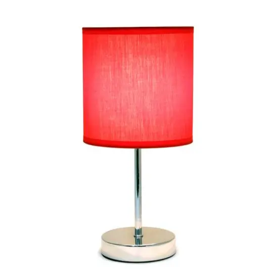 Creekwood Home Nauru 12" Brushed Nickel Petite Metal Stick Table Lamp Red {6}