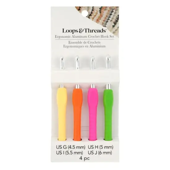 Ergonomic Aluminum Crochet Hook Set, G-J by Loops & Threads&reg; {3}