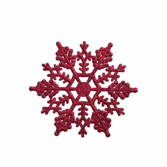 24ct. 4" Berry Red Glitter Snowflake Christmas Ornaments {3}