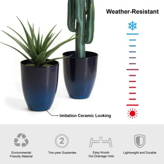Glitzhome&reg; 17" Eco-Friendly Oversized Faux Ceramic Tall Bowl Planters, 2ct. Cobalt Blue {7}
