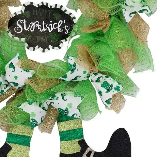 24" Happy St. Patrick's Day Ribbon Wreath with Leprechaun Hat {6}