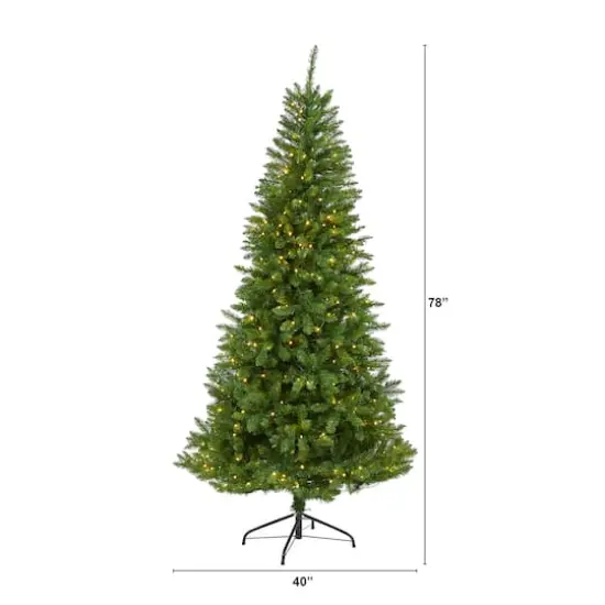 6.5ft. Pre-Lit Green Valley Fir Artificial Christmas Tree with Clear LED Lights {3}
