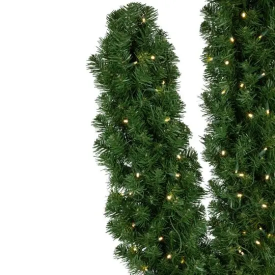 6ft. Pre-Lit Cactus Pine Artificial Christmas Tree, Warm White LED Lights {4}