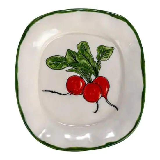 Hello Honey&reg; 7.75" Vegetable & Herb Print Stoneware Plate Set {7}