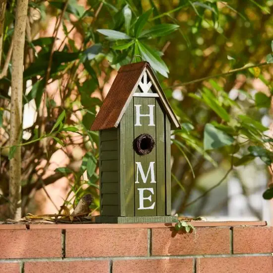 Glitzhome&reg; 14.75" Distressed Wood HOME Birdhouse {8}