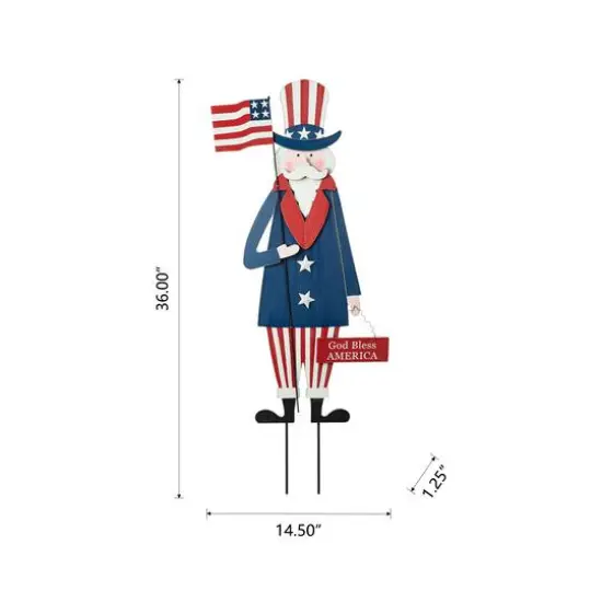 Glitzhome&reg; 36" Wood Patriotic Uncle Sam Yard Stake D&eacute;cor {8}