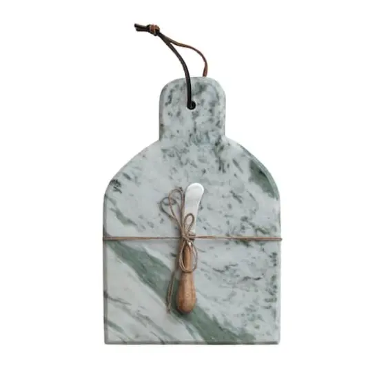 Hello Honey 12" x 8" Green Marble Cutting Board with Knife {3}