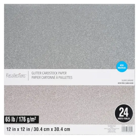 Glitter 12" x 12" Cardstock Paper Pack by Recollections&trade;, 24 Sheets Silver {1}