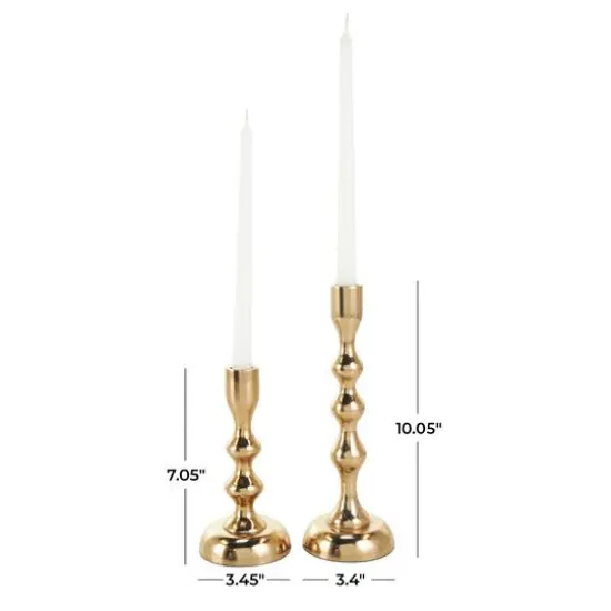 Contemporary Aluminum Taper Candle Holder Set Gold {8}