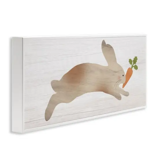 Stupell Industries Rabbit & Carrot Grain Pattern Framed Giclee Art White {4}