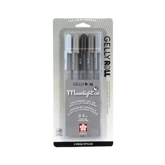 Gelly Roll&reg; Moonlight&reg; 06 Fine Point Gel Pen 5 Color Set, Grays {1}