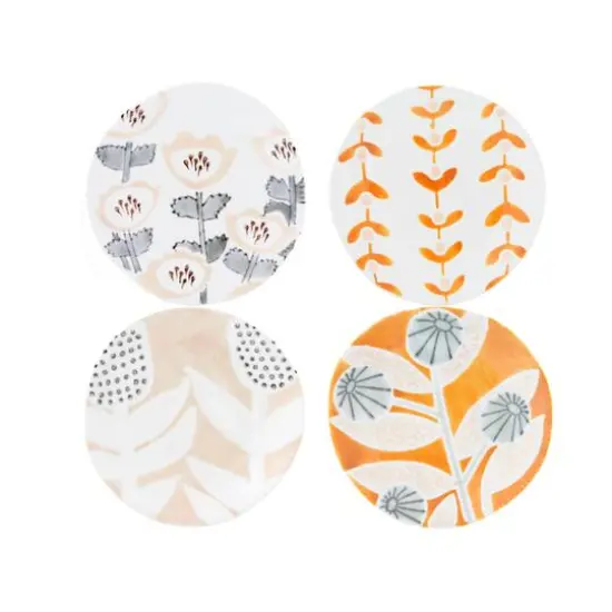 Hello Honey&reg; 5.5" Hand Painted Stoneware Plate with Floral Pattern Set, 4ct. {3}