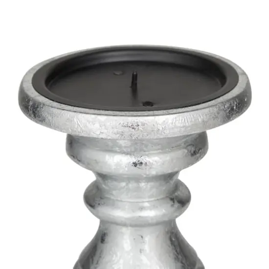 Mango Wood Traditional Candle Holder Set Silver {4}