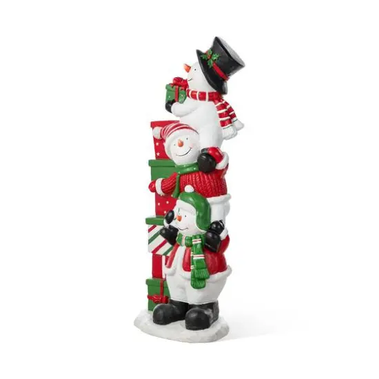 Glitzhome&reg; 35.25" Christmas Resin Stacked Snowman Porch Decor {7}