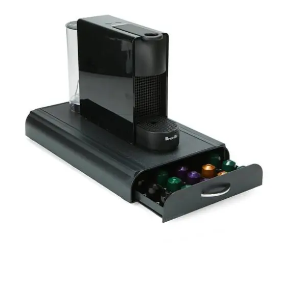 Mind Reader Black Coffee Station With Coffee Pod Storage Drawer {10}