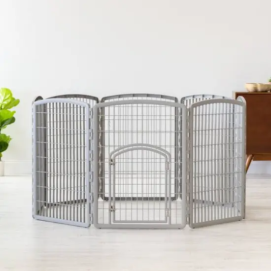 IRIS&reg; Gray 8-Panel Pet Playpen with Door {4}