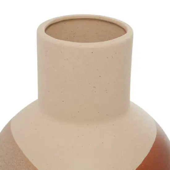 Set of 2 Tan Ceramic Modern Vase 12", 11" {5}