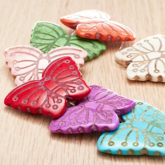 Multicolor Howlite Butterfly Beads, 38mm by Bead Landing&trade; {3}