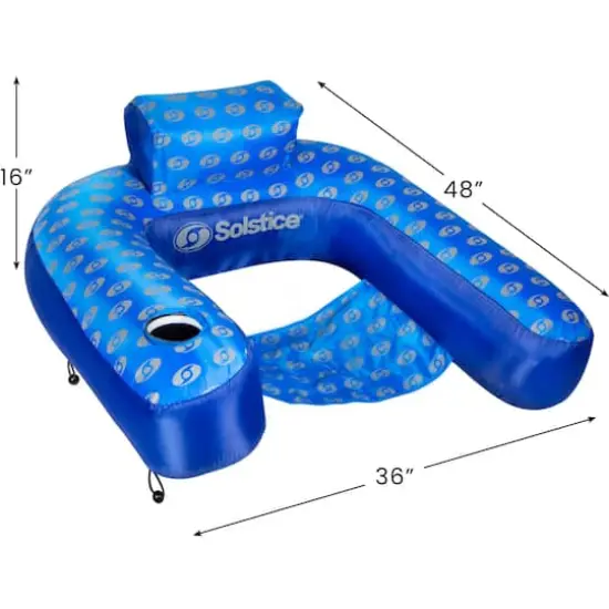 Solstice 4ft. Blue Inflatable Pool Hammock Chair Lounger {5}