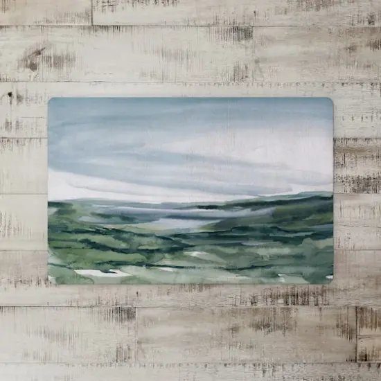 18" x 27" Navy & Green Abstract Landscape Floor Mat {3}