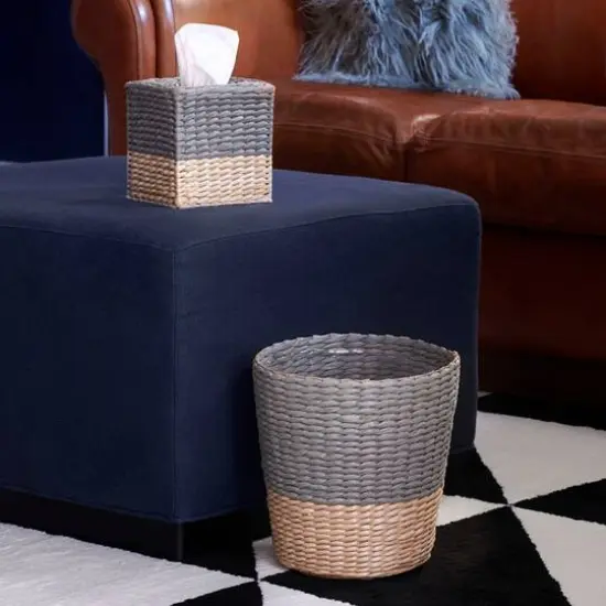 Household Essentials Wicker Bathroom Accessories Set Gray {6}