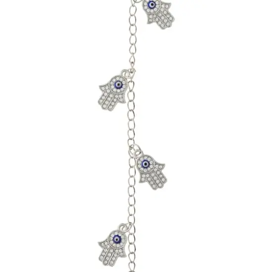 Silver Rhinestone Hamsa Metal Hand Beads, 21mm by Bead Landing&trade; {1}