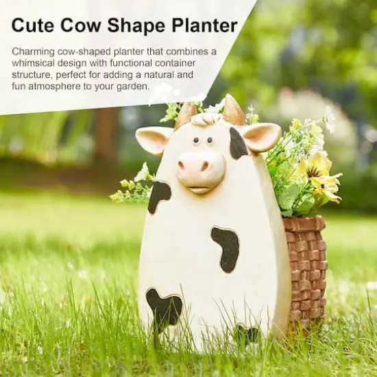 Glitzhome&reg; 13" Cute Cow Statue Planter {3}