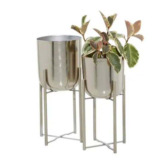 Silver Metal Glam Planter Set {1}