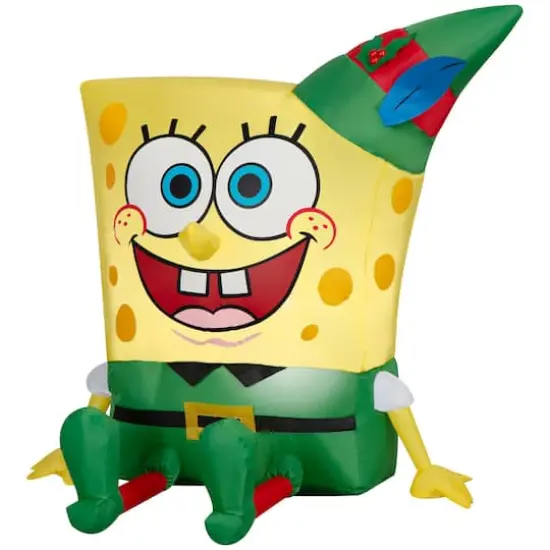 Airblown&reg; 3ft Christmas Inflatable SpongeBob in Elf Outfit {1}