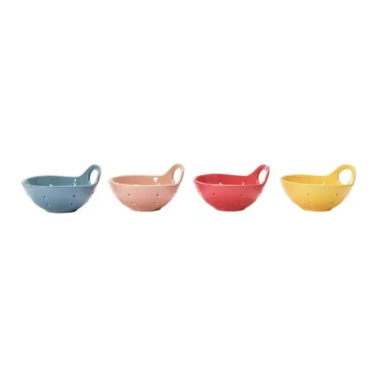 Hello Honey® 5" Rustic Stoneware Fruit Strainer Berry Bowls, 4ct. {4}