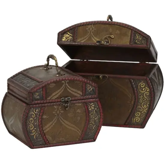 Brown Decorative Chests Set {3}