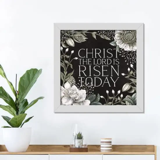 Christ Risen Today 16" x 16" White Framed Print Under Plexiglass {4}