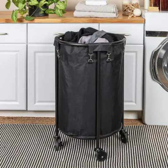 Household Essentials 32" Black Round Laundry Hamper {4}