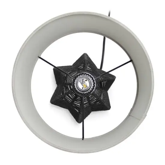 Lalia Home 21" Rattan Paper Rope Table Lamp with Shade Black with light gray shade {10}