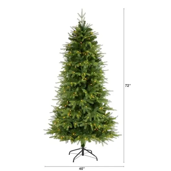 6ft. Pre-Lit Vancouver Fir Natural Look Artificial Christmas Tree, Clear LED Lights {3}