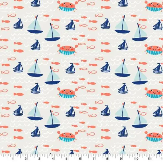 Springs Creative Products Love the Sea Crabby Fish Fabric {1}