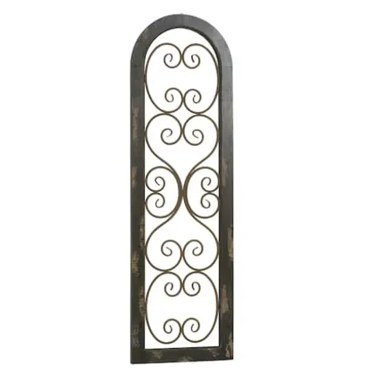 Brown Rustic Ornamental Metal Wall Decor, 48" x 15" {3}