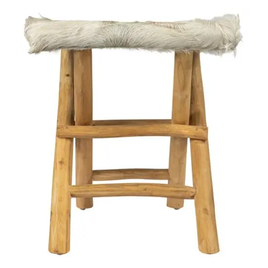 Hello Honey&reg; Natural Teakwood and Goat Fur Folding Stool {8}