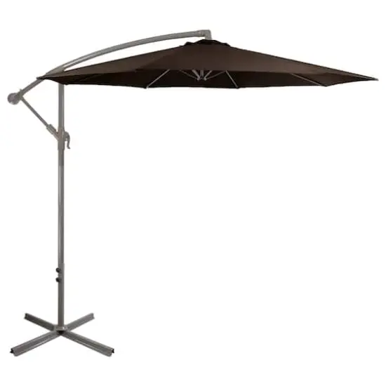 10ft. Offset Outdoor Patio Umbrella with Hand Crank Brown {1}