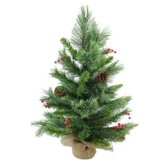 24" Unlit Mixed Cashmere Berry Pine Medium Artificial Christmas Tree {1}