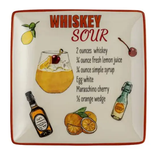 Hello Honey&reg; 6" Cocktail Recipe Design Stoneware Plate Set {5}