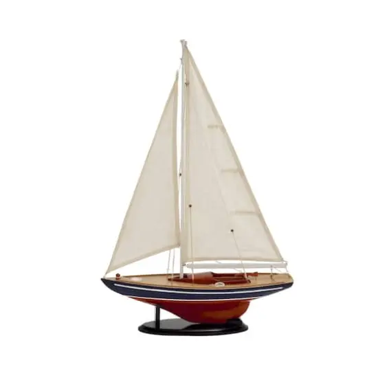 26" Wooden Sail Boat Sculpture {1}