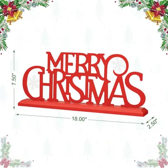 Glitzhome&reg; 18" Red Metal Merry Christmas Table D&eacute;cor {9}