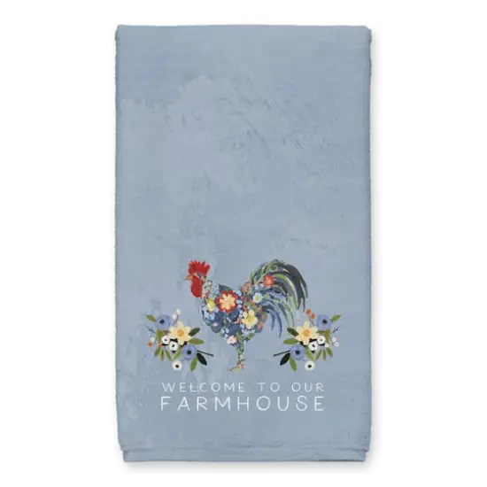 Floral Rooster Collage Blue 16" x 25" Towel Set {3}